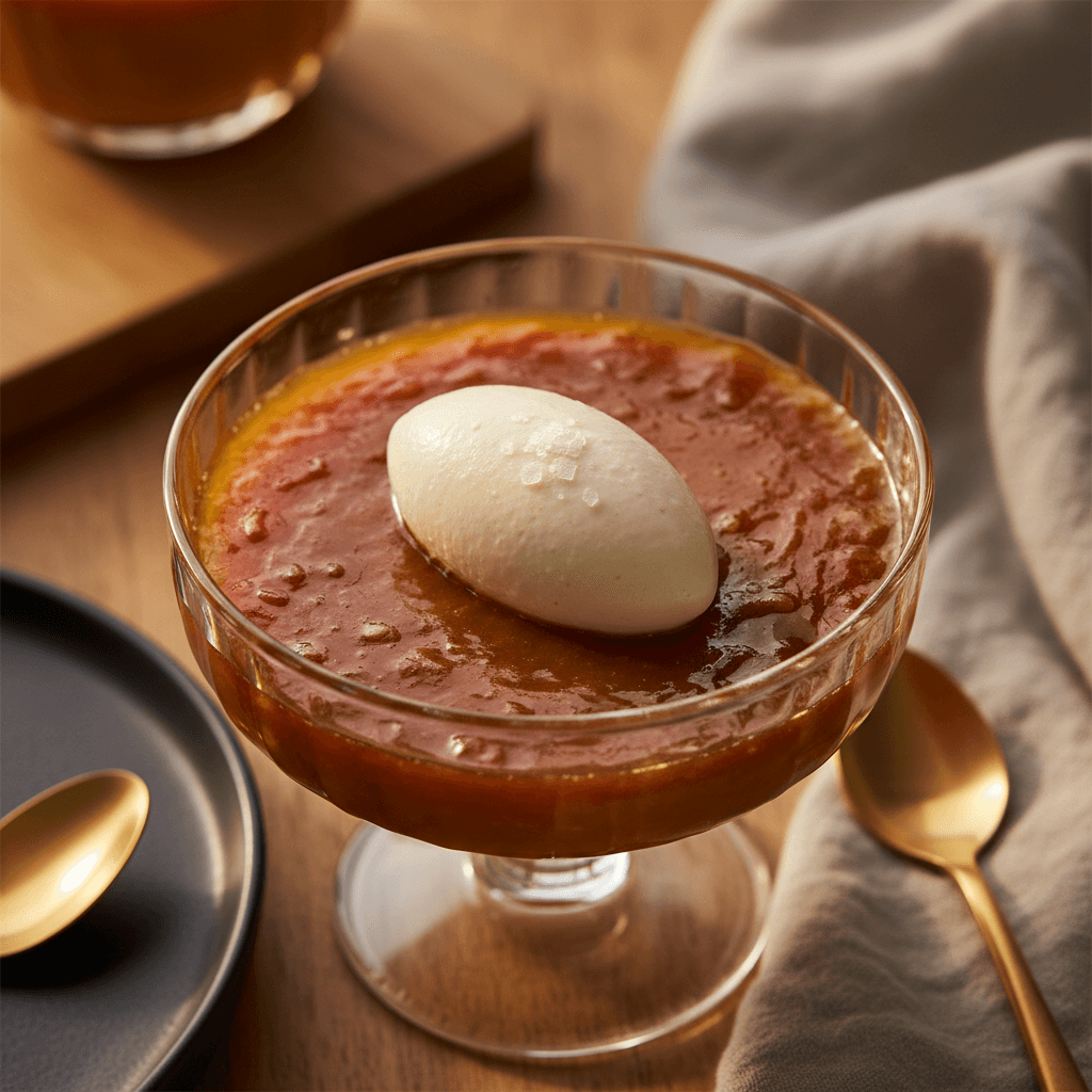 Chocolate sphere dessert presented by candlelight